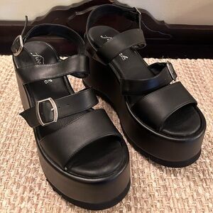 Free People Chelsea Platform Black Women's Size 37 Sandal Y2K Goth Alt Festive